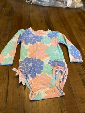 Ruffle Butts Pastel Floral One-Piece Swimsuit in Blue, Pink, Mint
